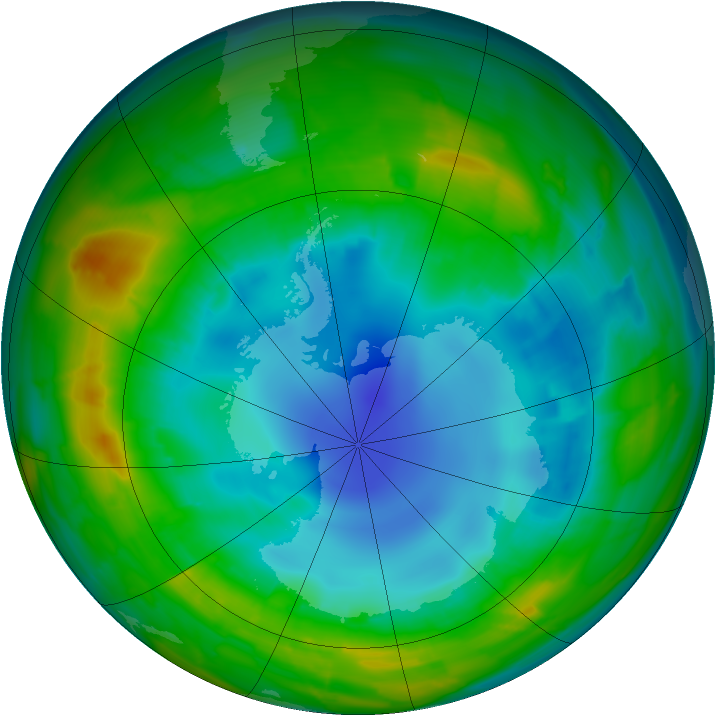 Antarctic ozone map for 13 August 2010